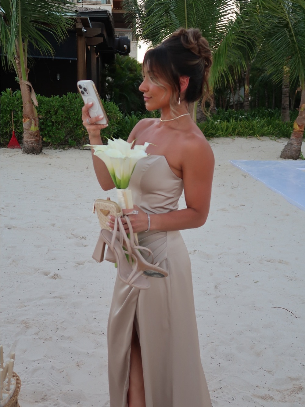 Birdy Grey Backless Strapless Bridesmaid Dress in Champagne